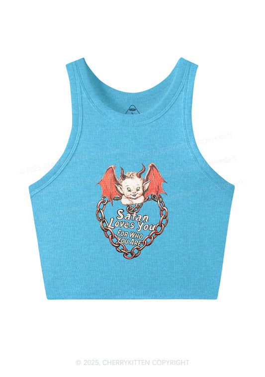 Satan Loves You Y2K Crop Tank Top Cherrykitten