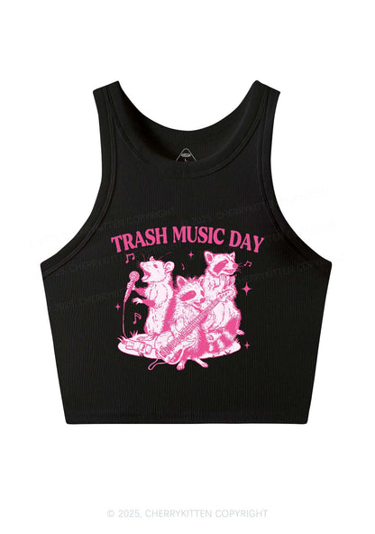 Trash Music Day Y2K Crop Tank Top Cherrykitten