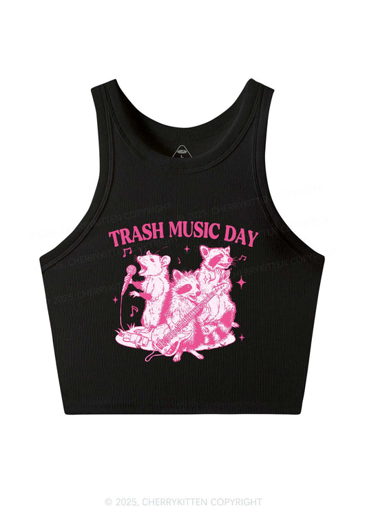 Trash Music Day Y2K Crop Tank Top Cherrykitten