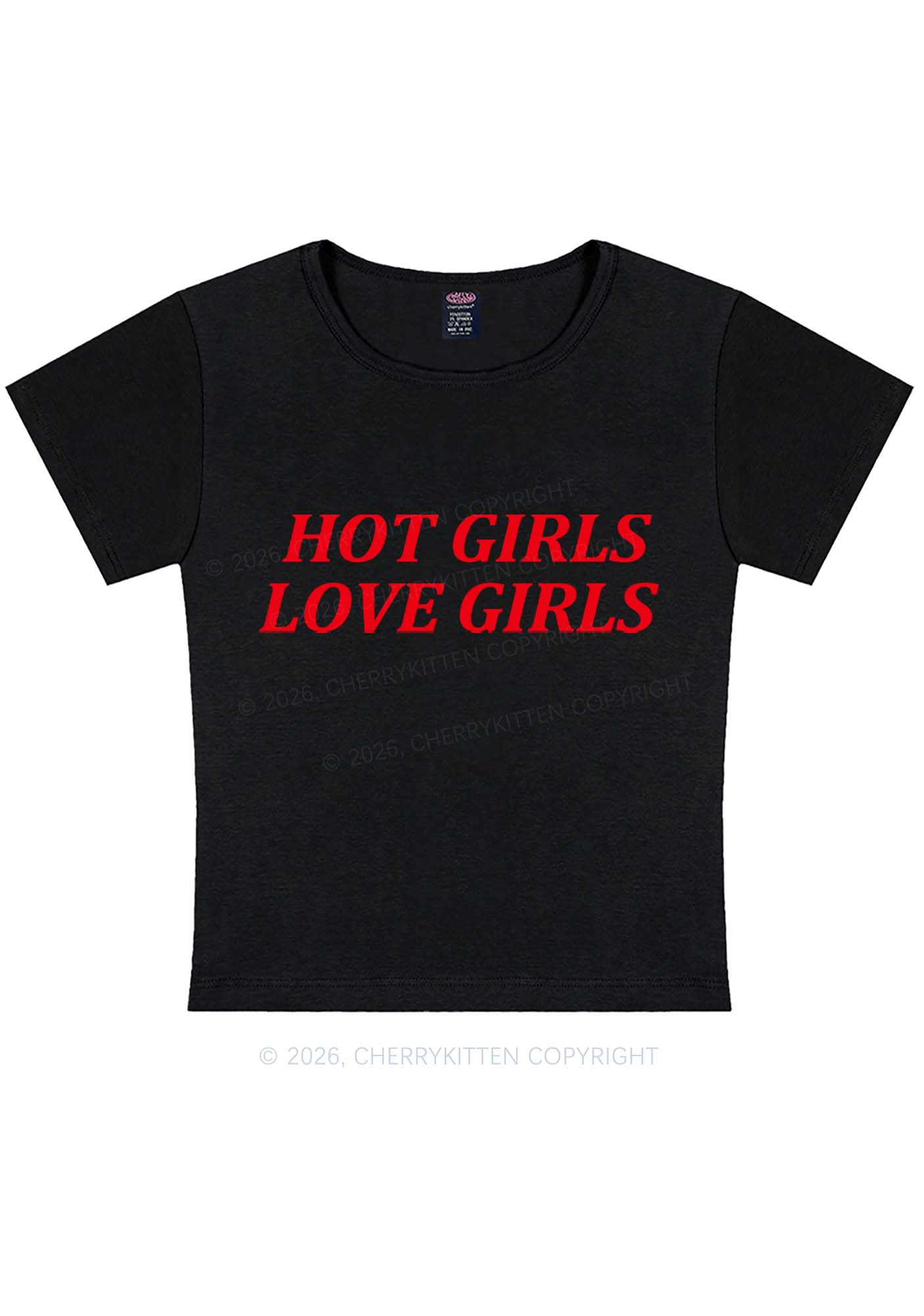 Hot Girls Love Girls Pride Y2K Baby Tee Cherrykitten