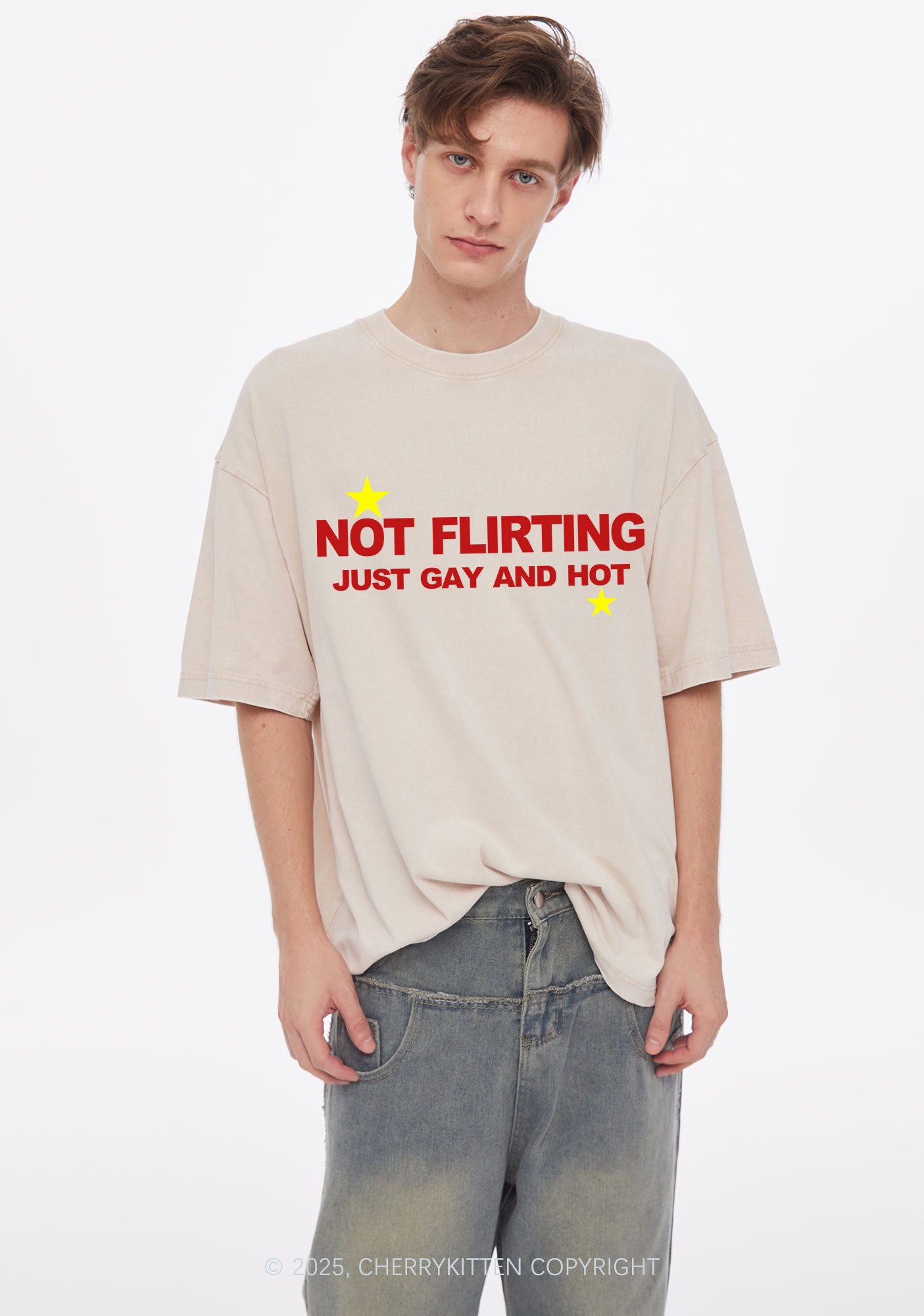 Not Flirting Y2K Shirts Washed Tee Cherrykitten