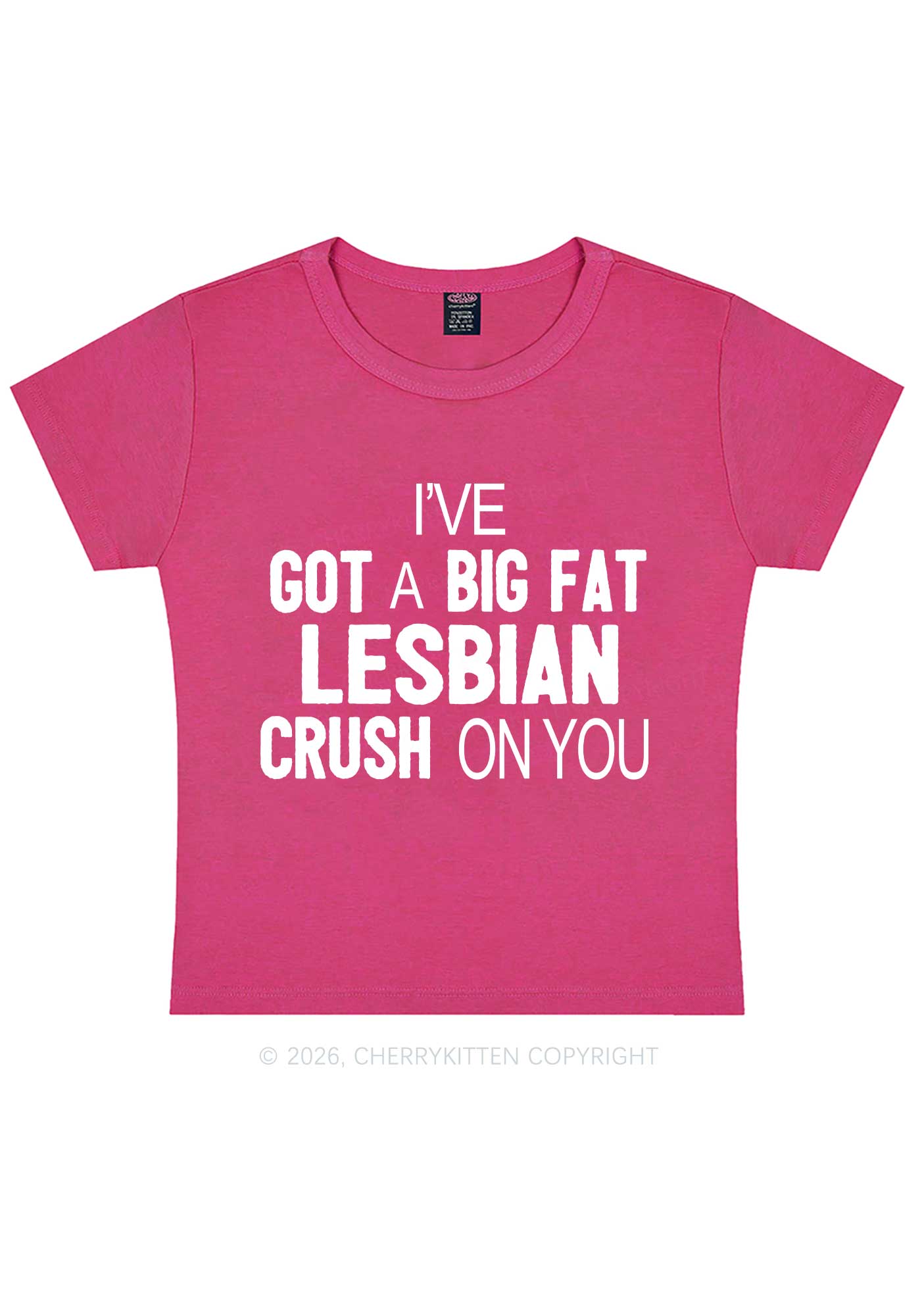 Big Fat Lesbian Crush Pride Y2K Baby Tee Cherrykitten