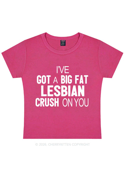 Big Fat Lesbian Crush Pride Y2K Baby Tee Cherrykitten