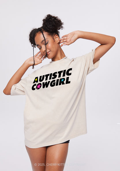 Autistic Cowgirl Y2K Shirts Washed Tee Cherrykitten