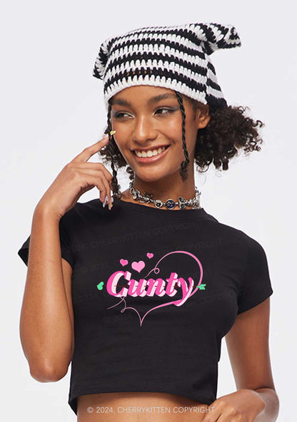 Cunty Pink Heart Y2K Valentine's Day Baby Tee Cherrykitten