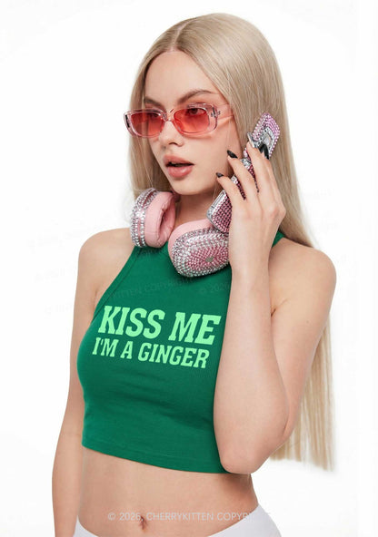 Kiss Me Im Ginger St Patricks Y2K Crop Tank Top Cherrykitten