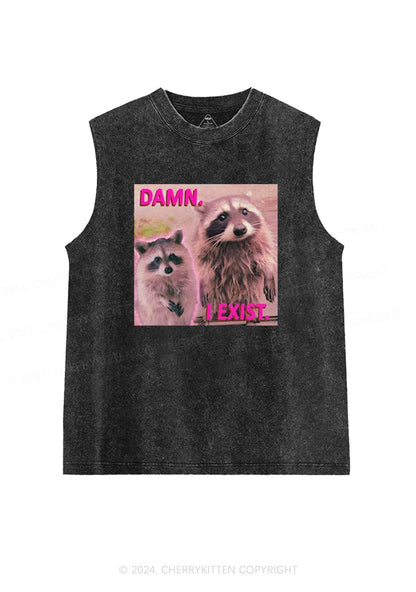 Raccoon I Exist Y2K Washed Tank Cherrykitten