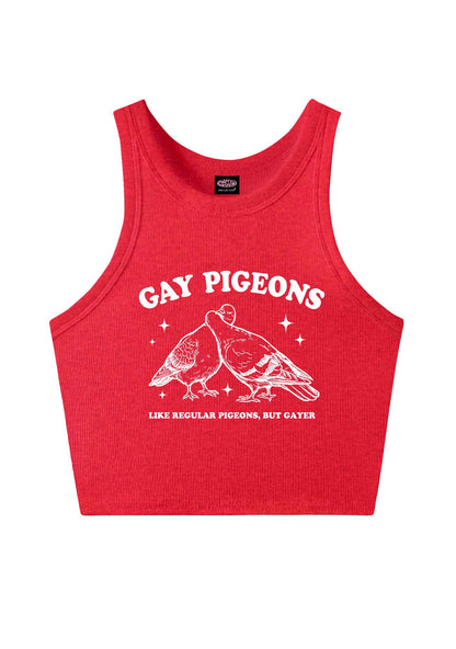Gay Pigeons Kissing Pride Y2K Crop Tank Top Cherrykitten