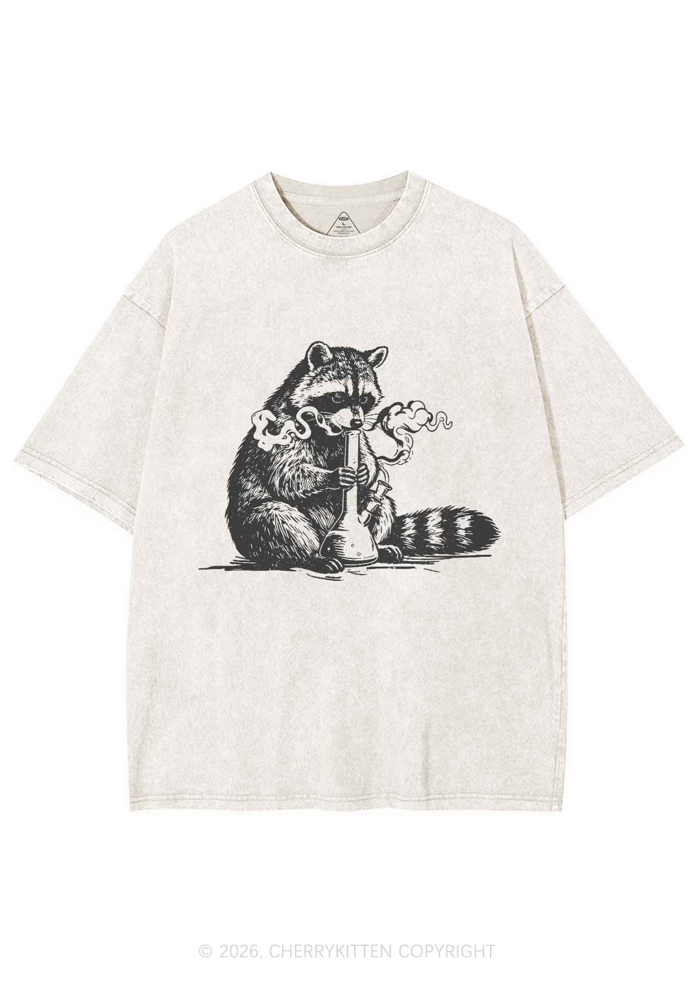 Stoned Raccoon Y2K Shirts Washed Tee Cherrykitten