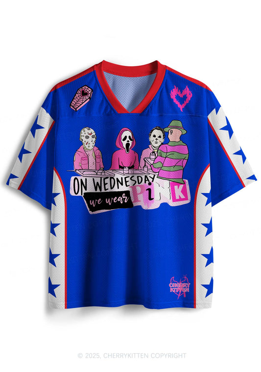 Custom Halloween Wednesday Wear Pink Horror Y2K Sport Jersey Shirts Cherrykitten