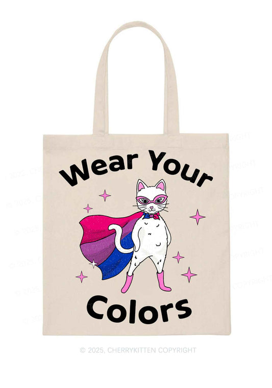 Bisexual Flag Cat Pride Y2K Canvas Tote Bag Cherrykitten