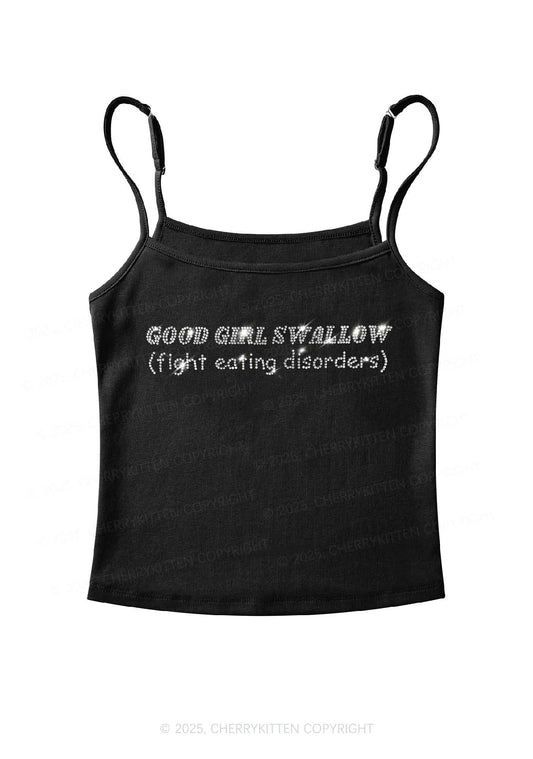 Rhinestone Good Girls Swallow Y2K Spaghetti Strap Cami Cherrykitten