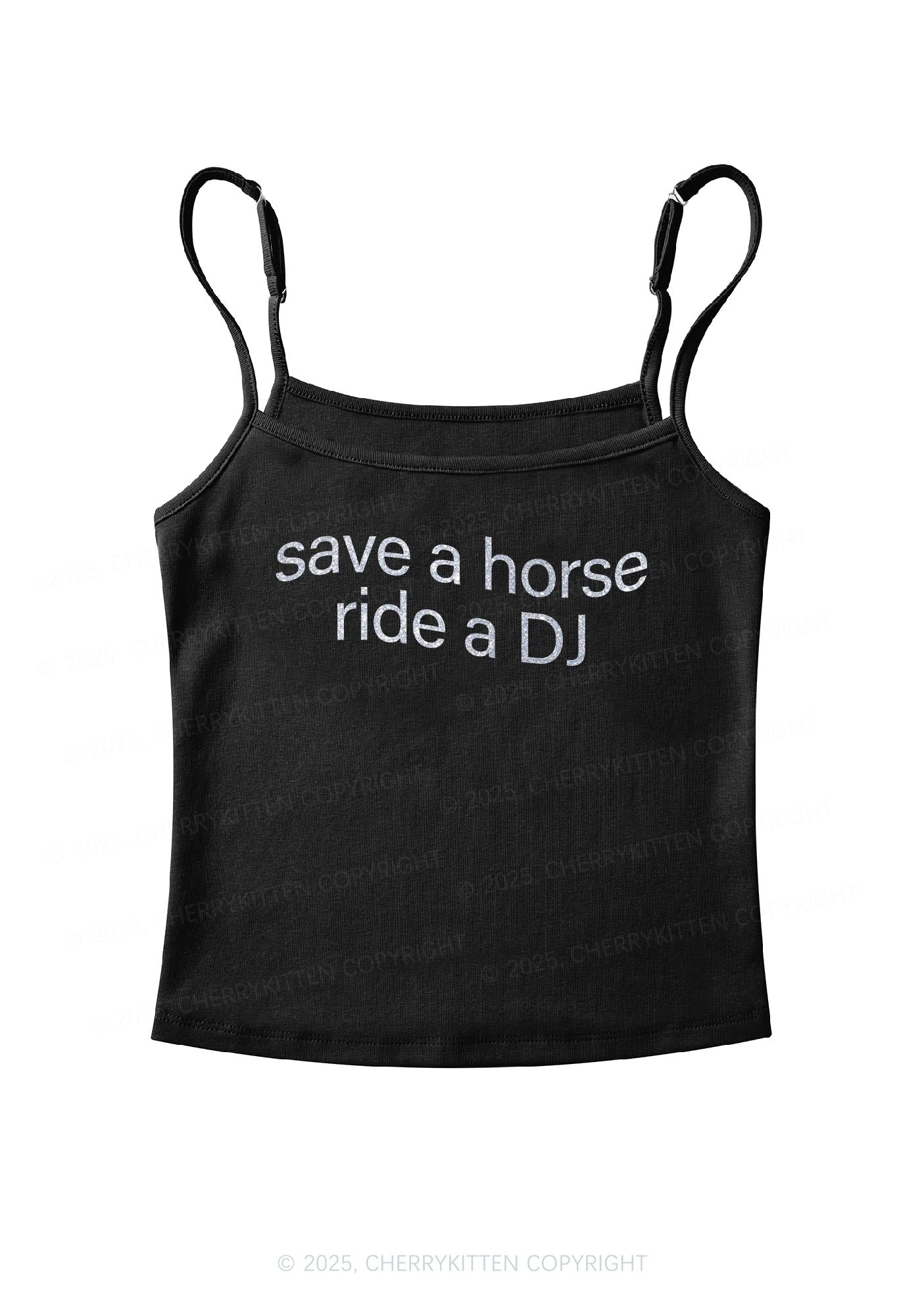 Glitter Ride A DJ Y2K Spaghetti Strap Cami Cherrykitten