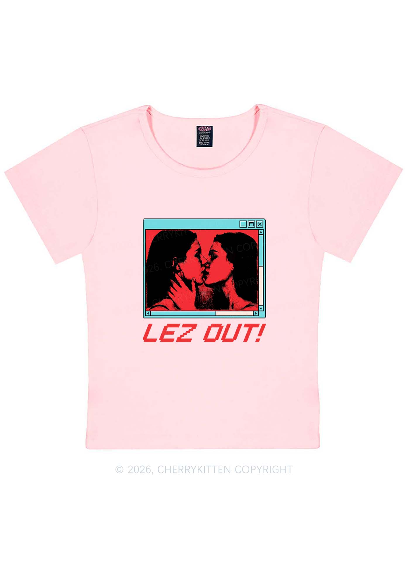 Lez Out Pride Y2K Baby Tee Cherrykitten