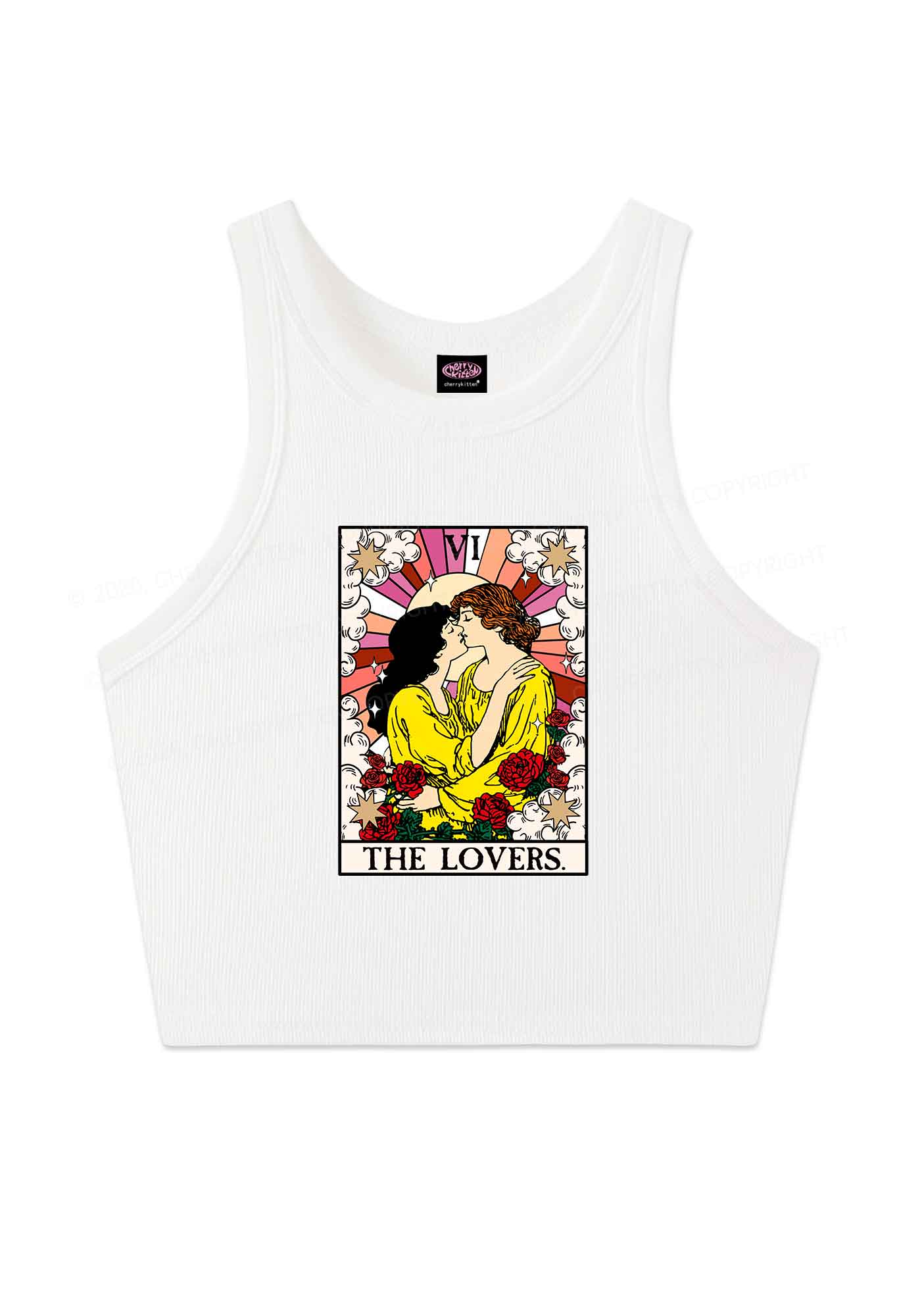 Kissing Lesbians Pride Y2K Crop Tank Top Cherrykitten