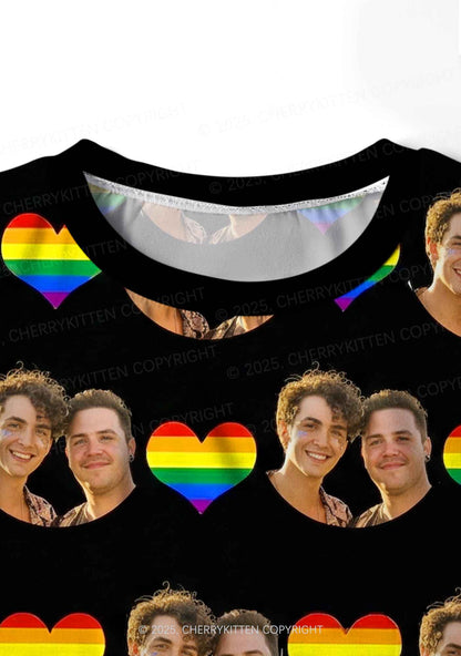 Custom Gay Couple Photo Valentine's Day Y2K Print Long Sleeve Pajama Set Cherrykitten