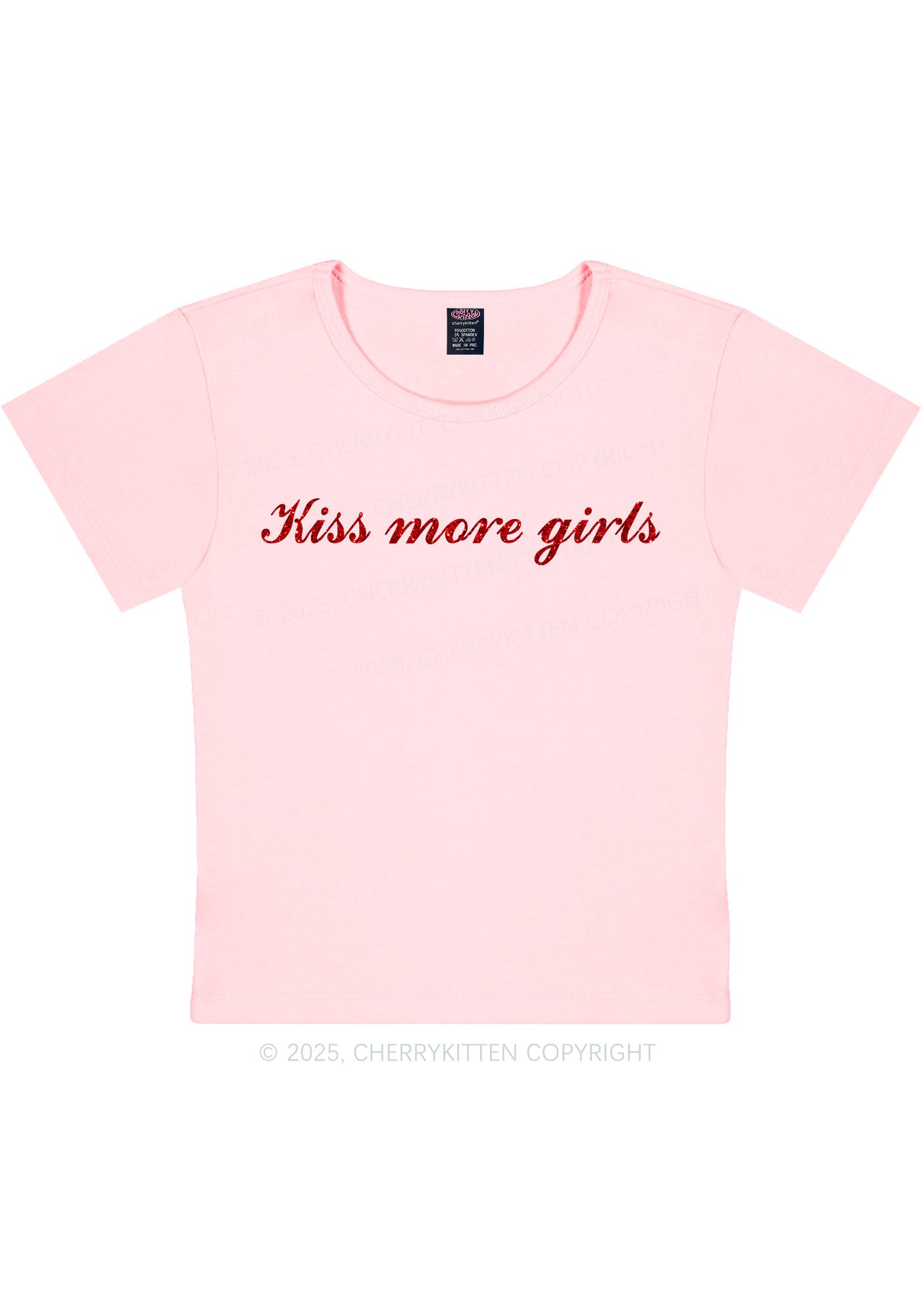 Glitter Kiss More Girls Pride Y2K Baby Tee Cherrykitten