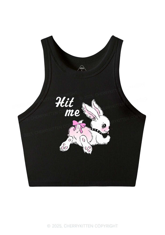 Hit Me White Bunny Y2K Crop Tank Top Cherrykitten