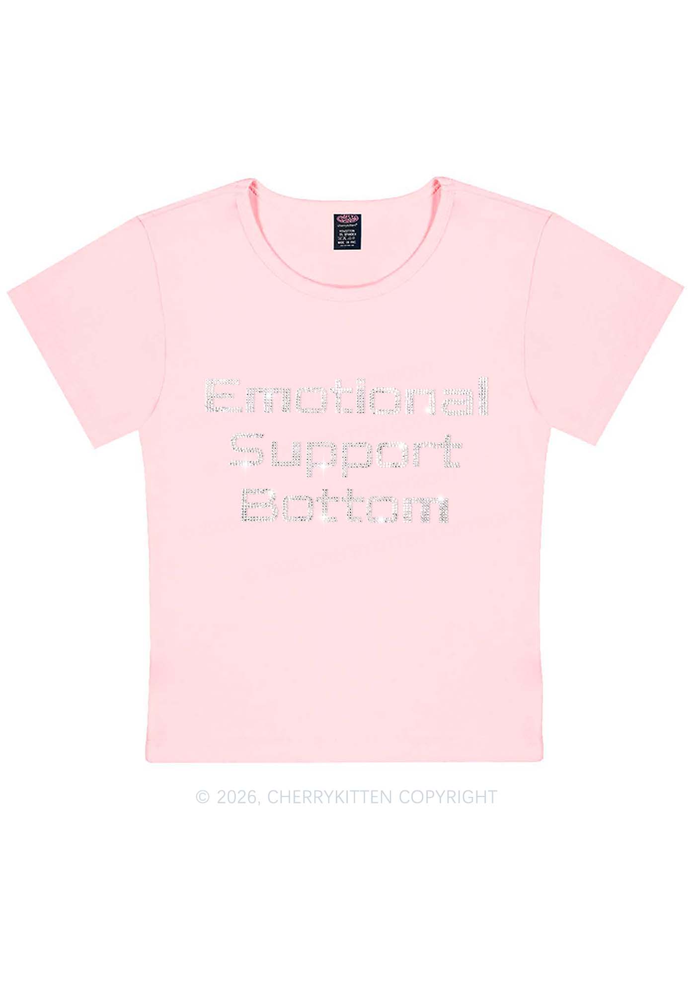 Rhinestone Emotional Support Bottom Pride Y2K Baby Tee Cherrykitten