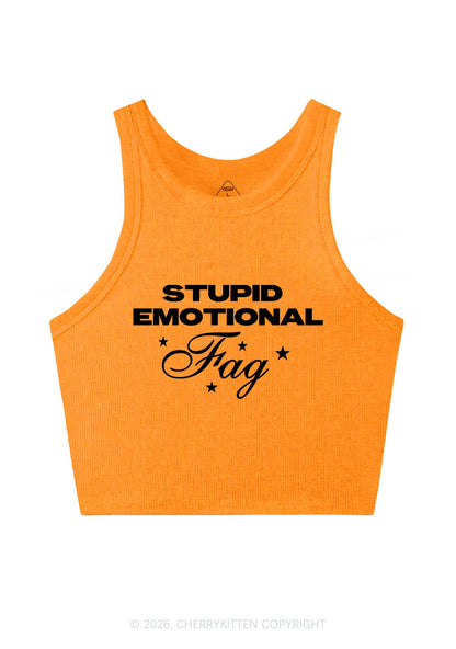 Stupid Emotional Fag Pride Y2K Crop Tank Top Cherrykitten