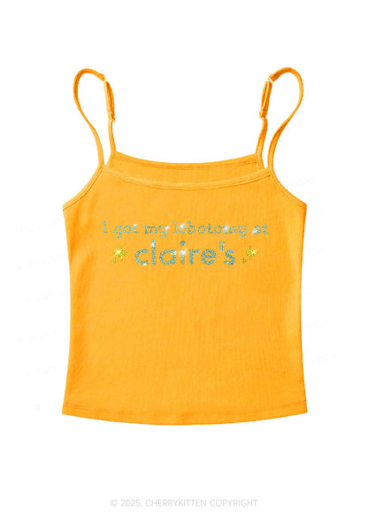 Rhinestone I Got My Lobotomy At Claires Y2K Spaghetti Strap Cami Cherrykitten