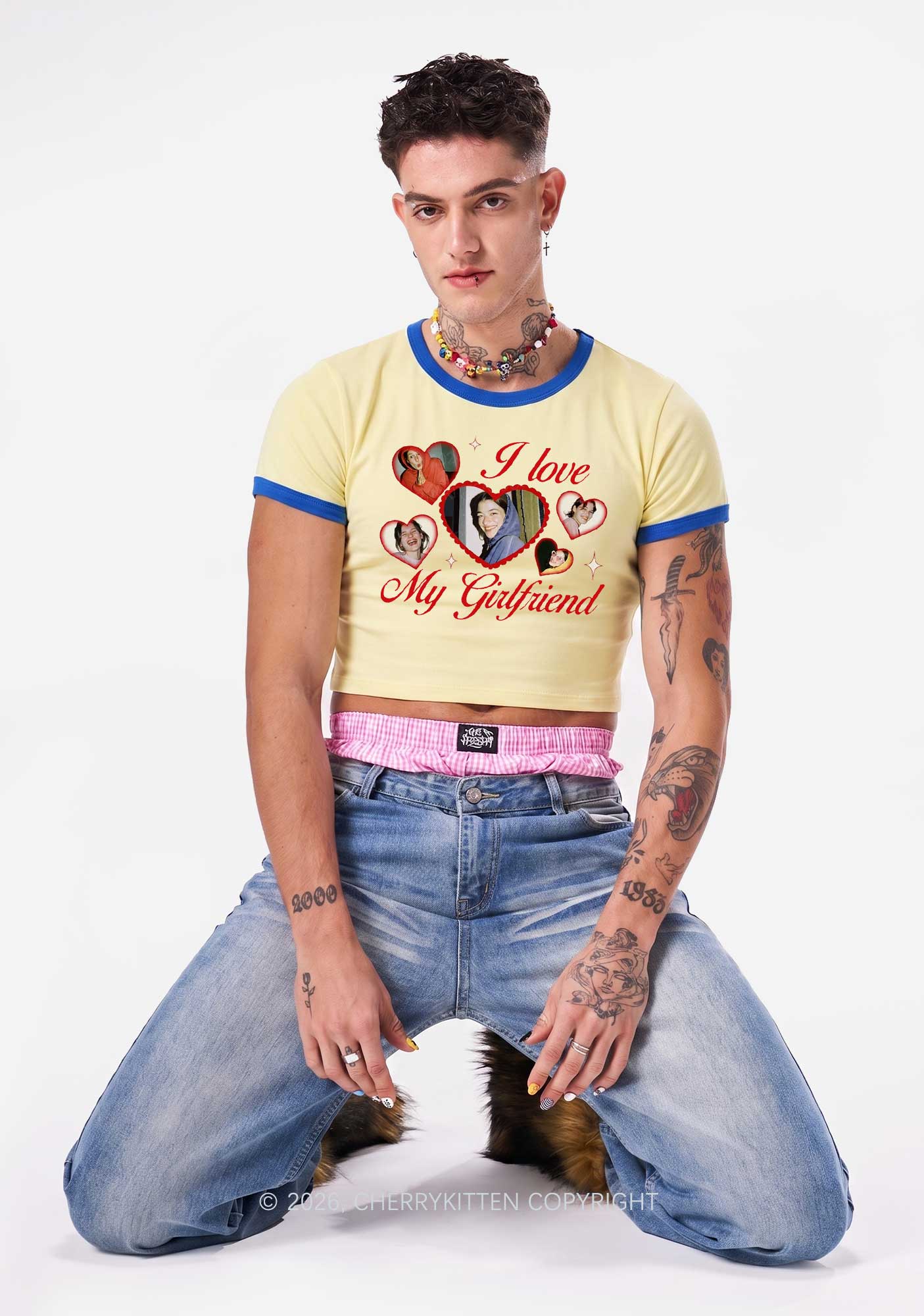 Custom Girlfriend Boyfriend Photos Y2K Ringer Tee Cherrykitten