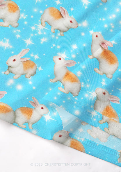 Orange Spotted Bunny Y2K Mesh Crop Top Cherrykitten