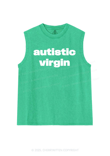 Autistic Virgin Y2K Washed Muscle Tank Cherrykitten