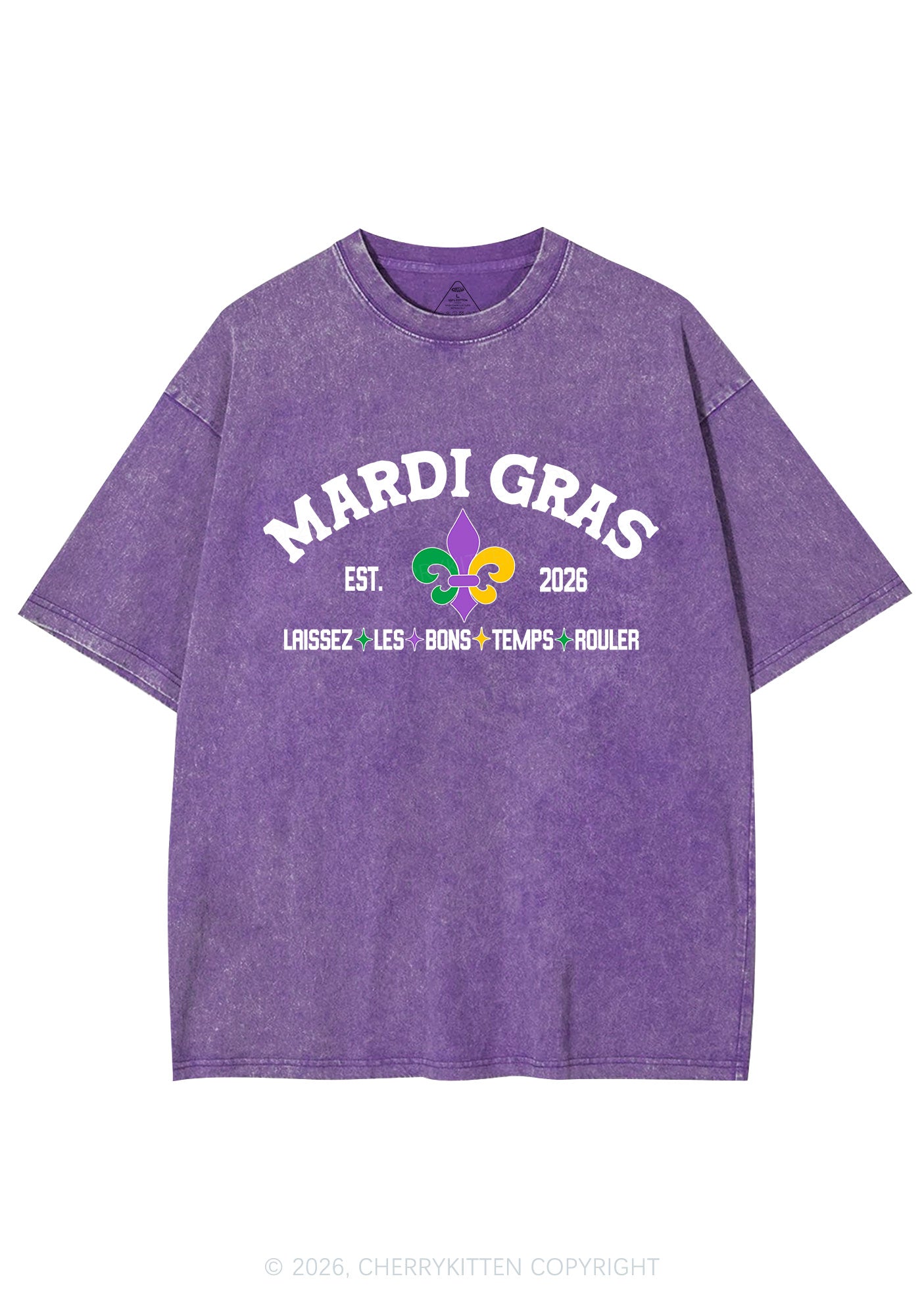Mardi Gras Laissez Les Bons Temps Rouler Y2K Shirts Washed Tee Cherrykitten