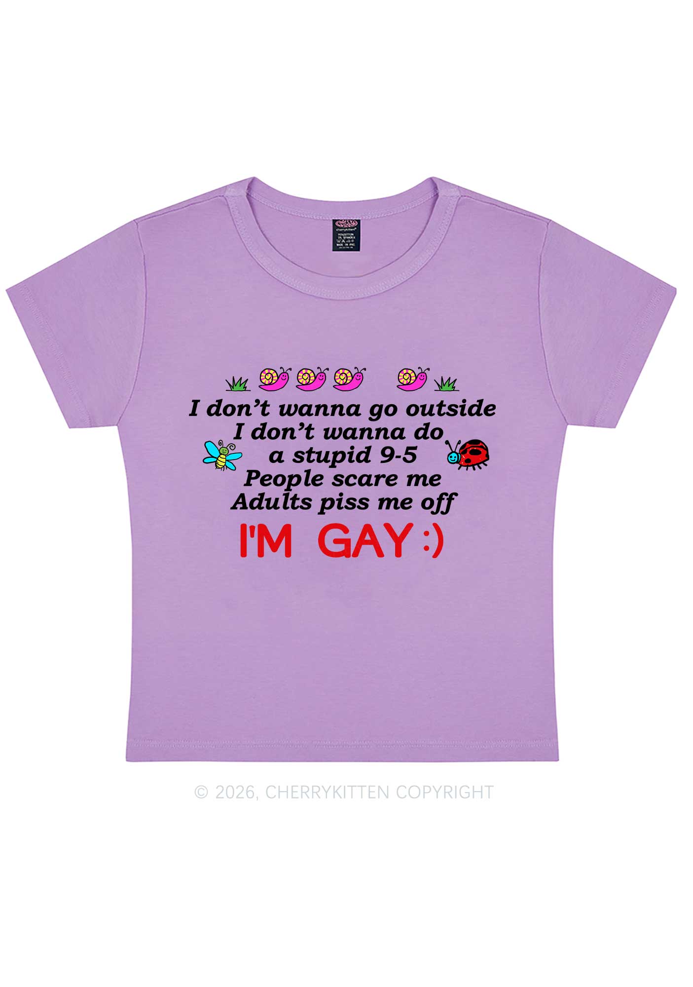 People Scare Me Im Gay Pride Y2K Baby Tee Cherrykitten