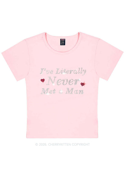 Rhinestone Never Met A Man Pride Y2K Baby Tee Cherrykitten