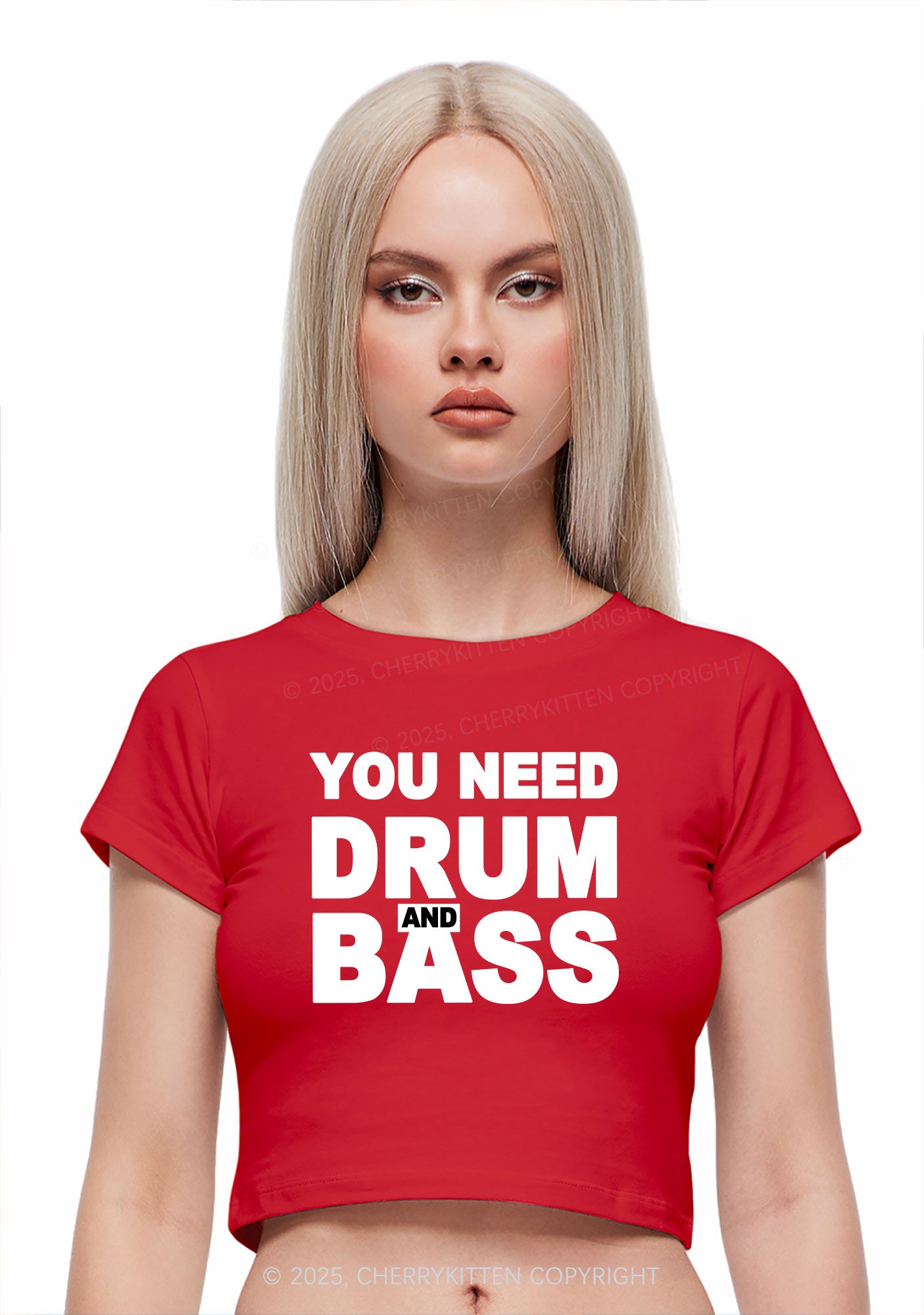 Need Drum And Bass Y2K Baby Tee Cherrykitten