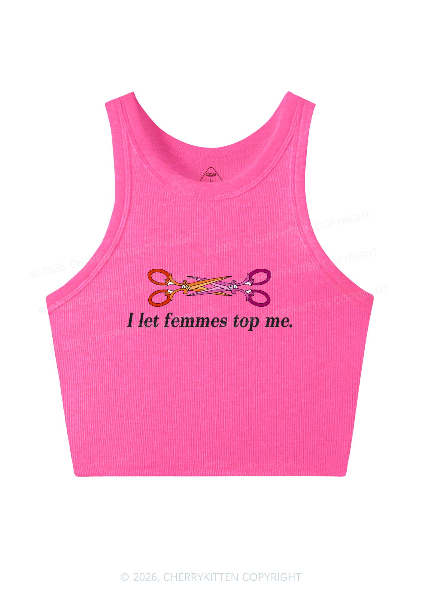 I Let Femmes Top Me Scissors Pride Y2K Crop Tank Top Cherrykitten