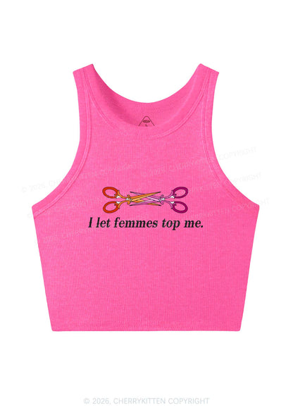 I Let Femmes Top Me Scissors Pride Y2K Crop Tank Top Cherrykitten