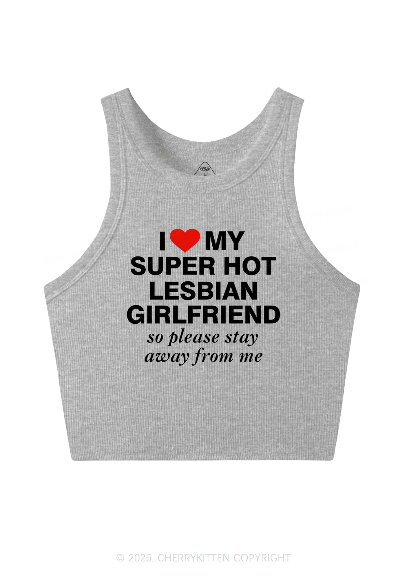 I Love My Super Hot Lesbian GF Pride Y2K Crop Tank Top Cherrykitten