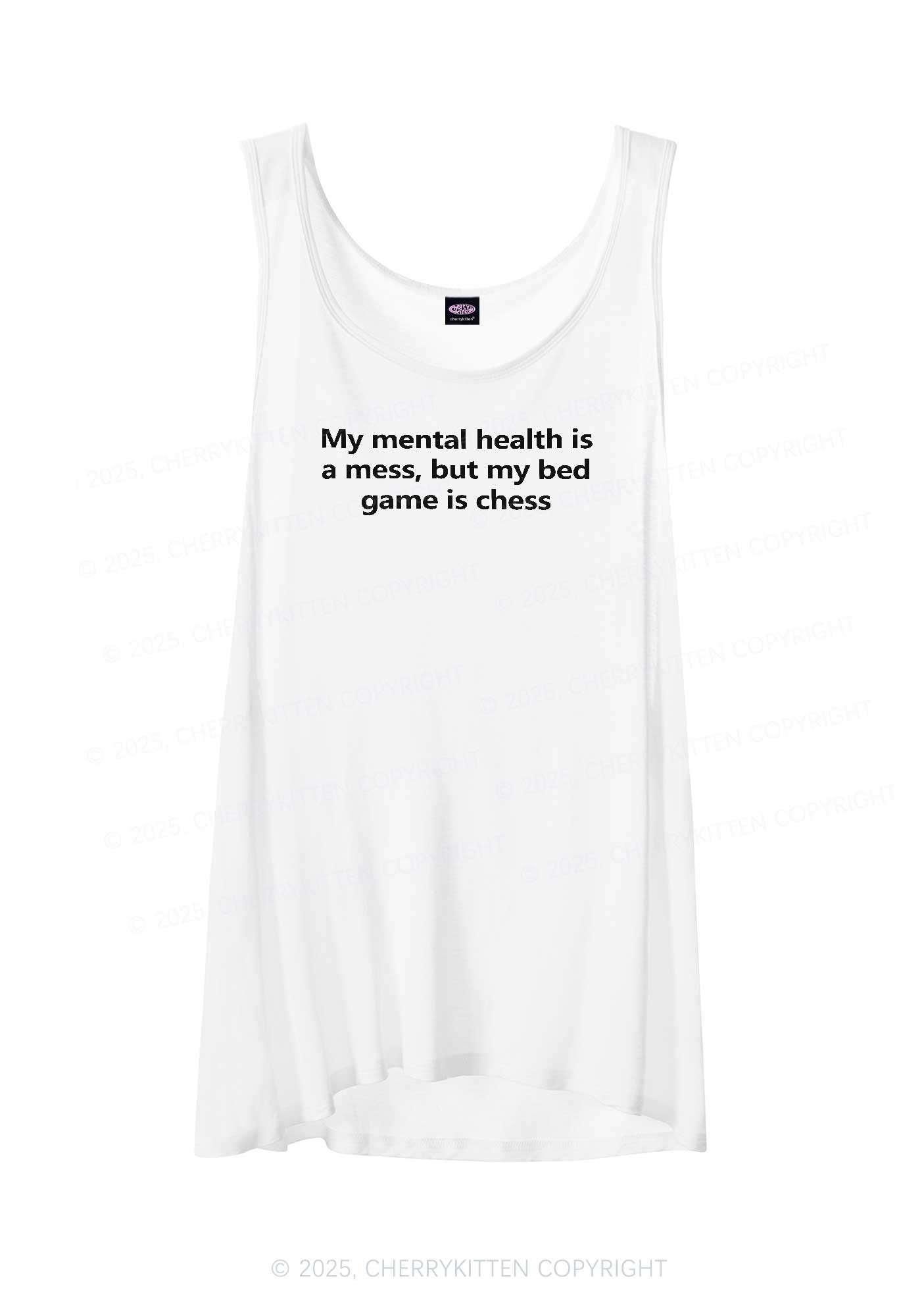 My Mental Health Is Mess Y2K Sheer Boyfriend Tank Cherrykitten