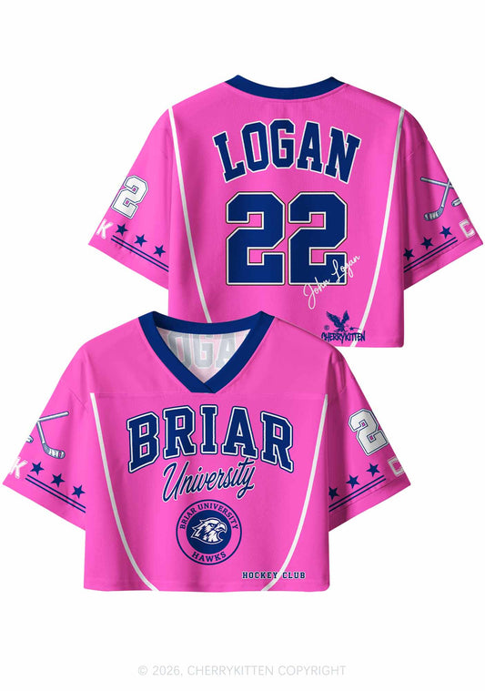 Pink Hockey Team JL Y2K Crop Sport Jersey Shirts Cherrykitten