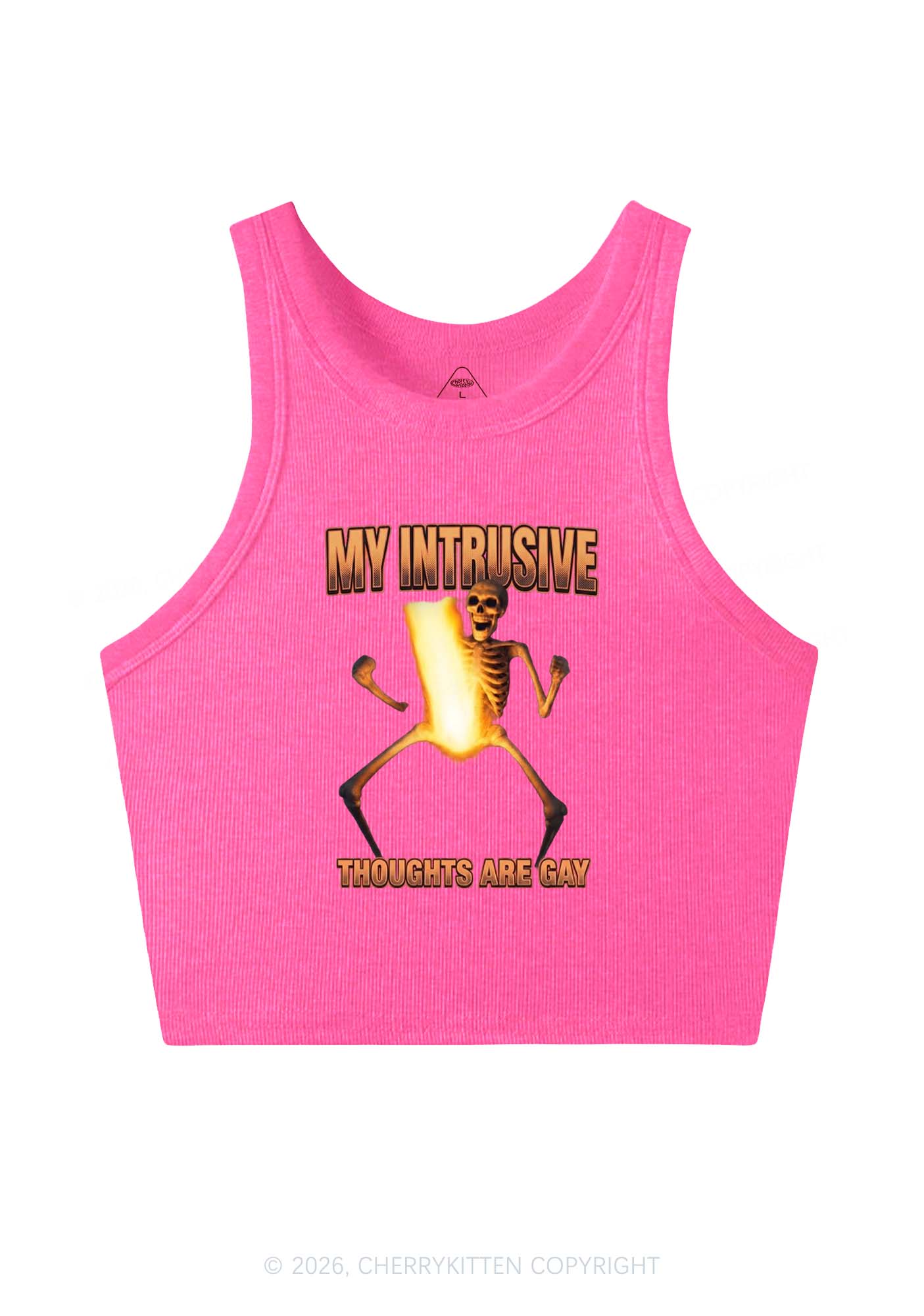 My Intrusive Thoughts Are Gay Pride Y2K Crop Tank Top Cherrykitten