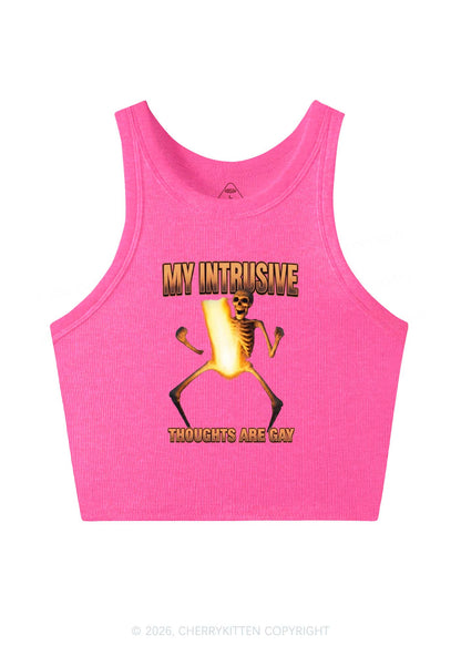 My Intrusive Thoughts Are Gay Pride Y2K Crop Tank Top Cherrykitten