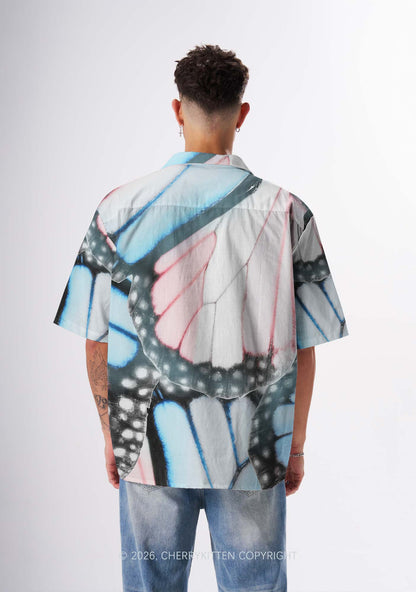 Trans Butterfly Wing Pride Y2K Print Hawaiian Shirt Cherrykitten