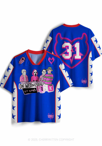 Custom Halloween Wednesday Wear Pink Horror Y2K Sport Jersey Shirts Cherrykitten
