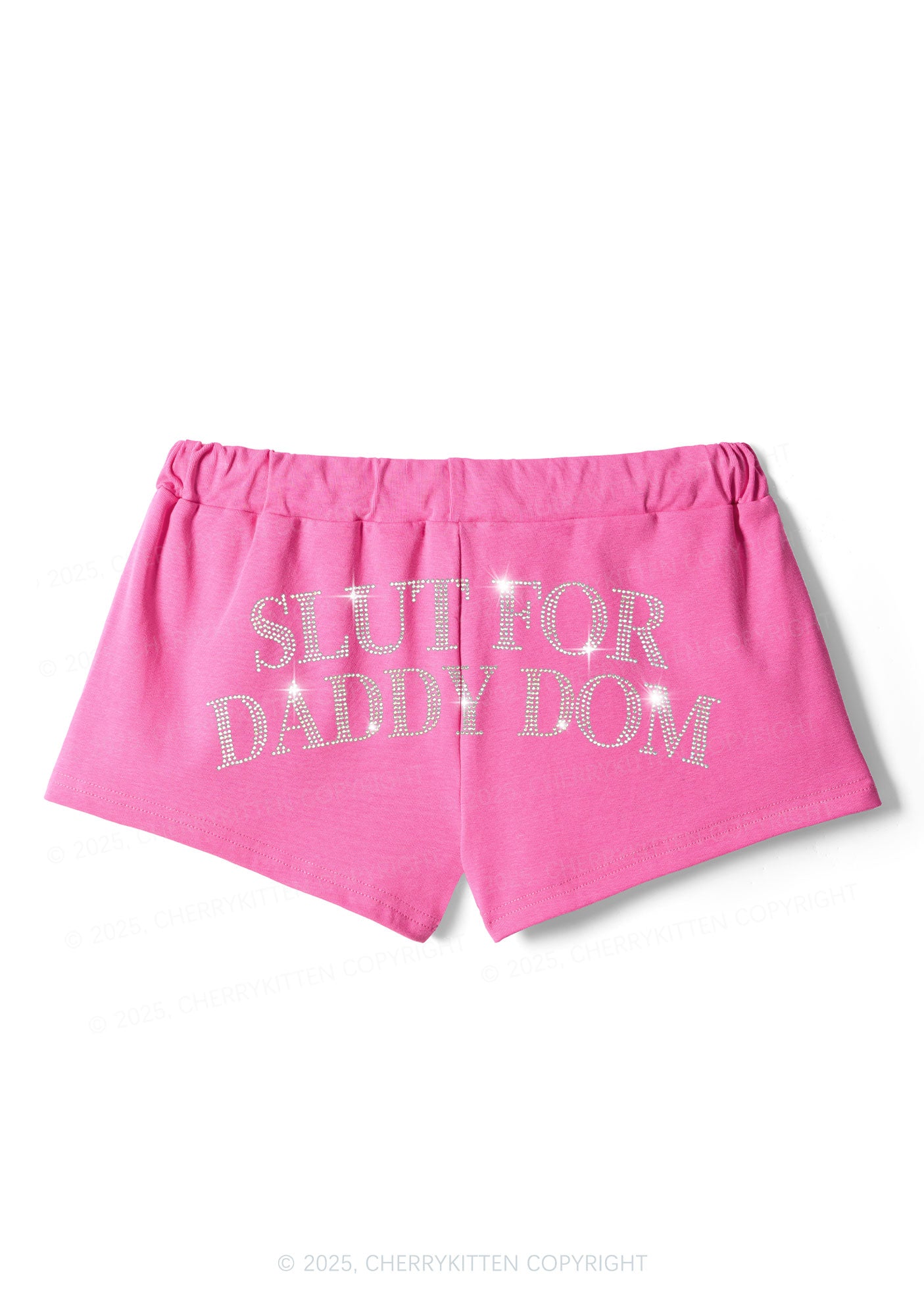 Rhinestone Slxt For Daddy Dom Y2K Drawstring Mini Shorts Cherrykitten
