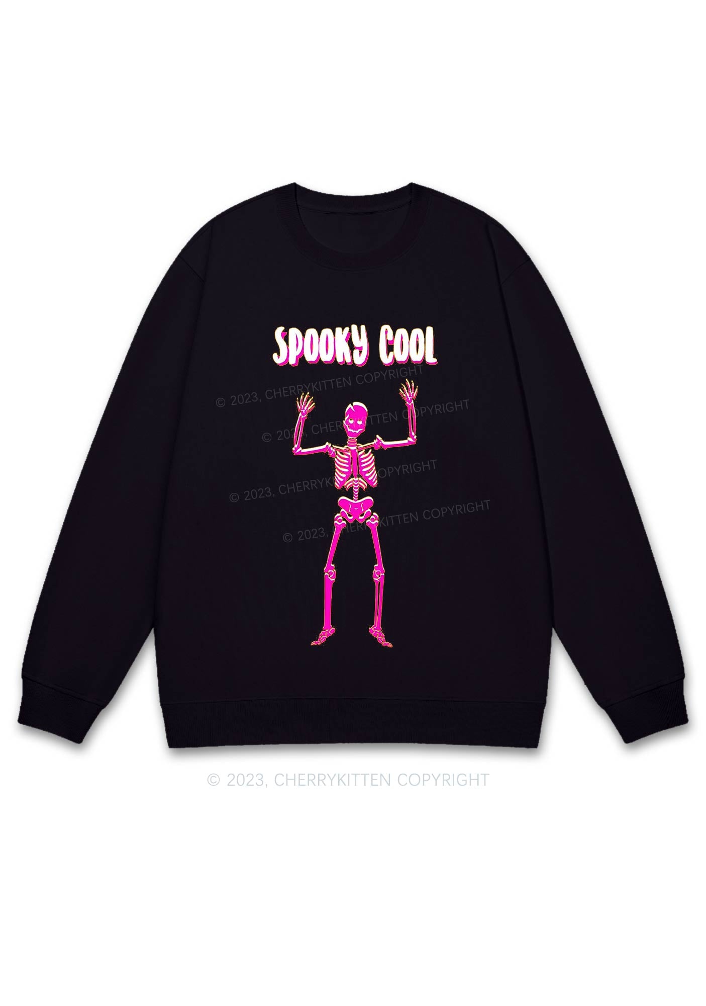 Spooky Cool Skeleton Halloween Y2K Sweatshirt Cherrykitten