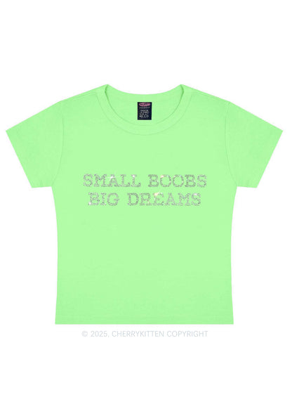 Rhinestone Small But Big Dreams Y2K Baby Tee Cherrykitten