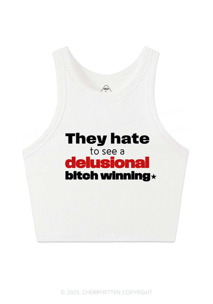 Delusional Bxtch Winning Y2K Crop Tank Top Cherrykitten