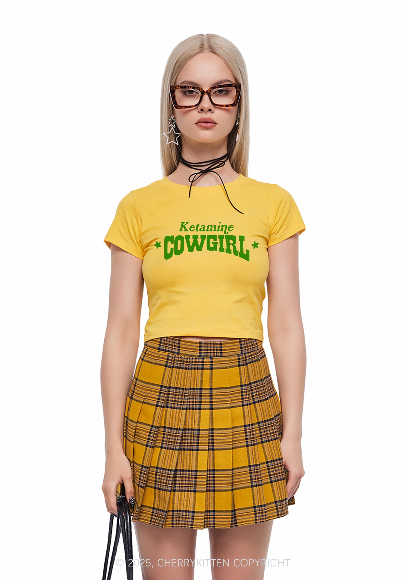 K Star Cowgirl Y2K Baby Tee Cherrykitten