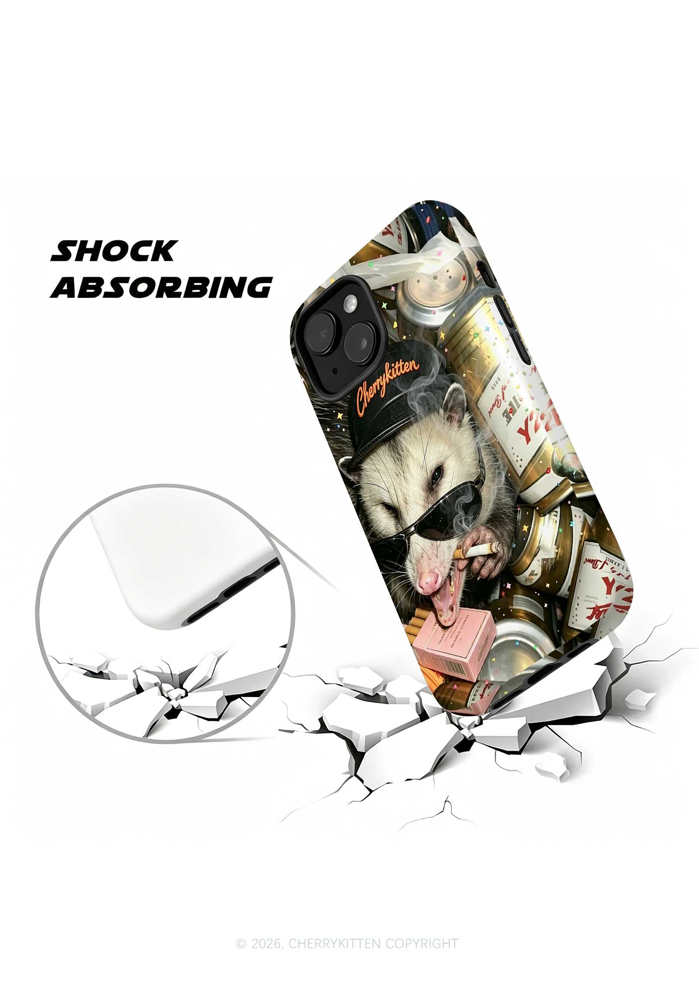 Smoking Opossum Y2K Phone Case Cherrykitten