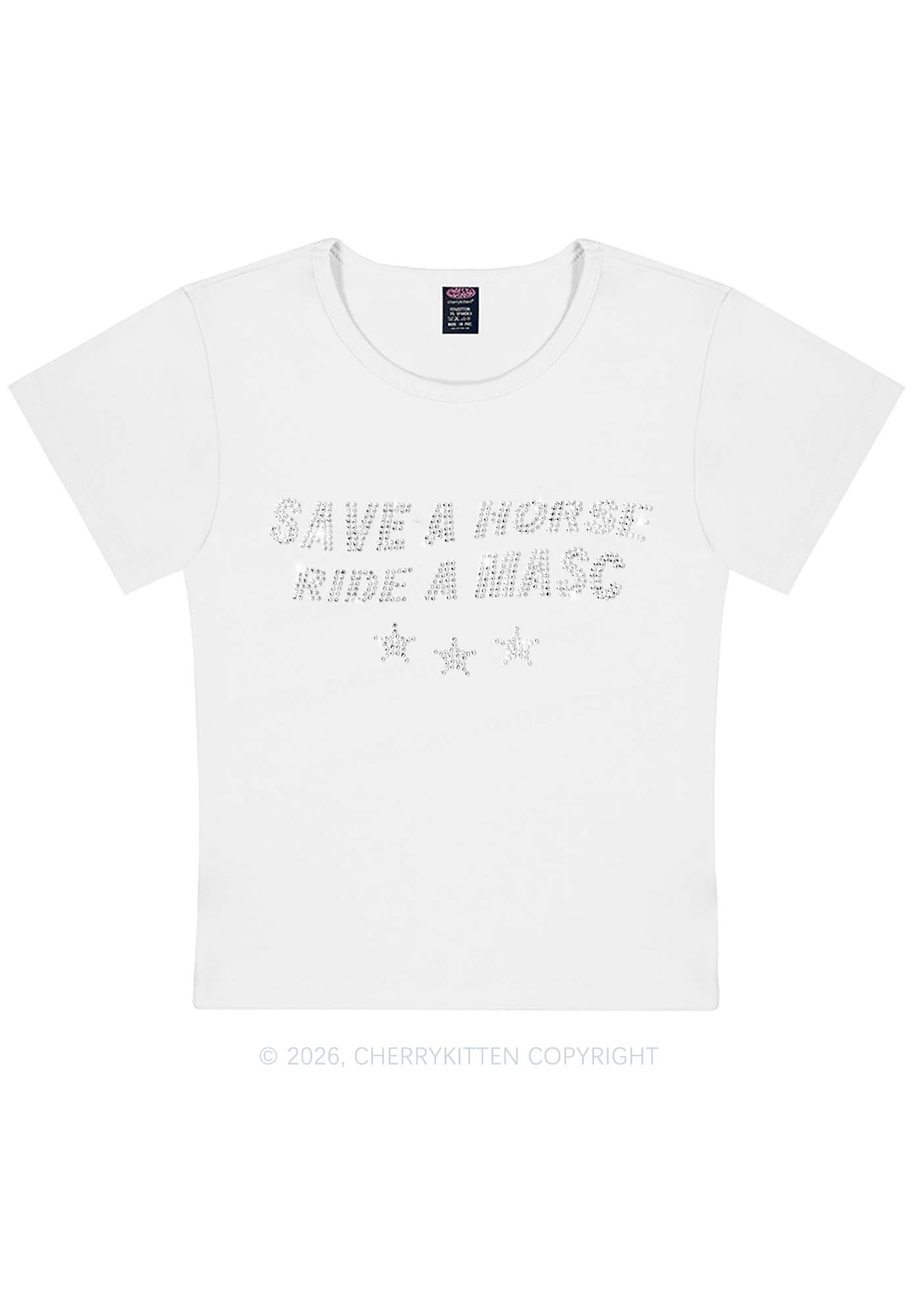 Rhinestone Ride A Masc Pride Y2K Baby Tee Cherrykitten