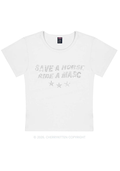 Rhinestone Ride A Masc Pride Y2K Baby Tee Cherrykitten