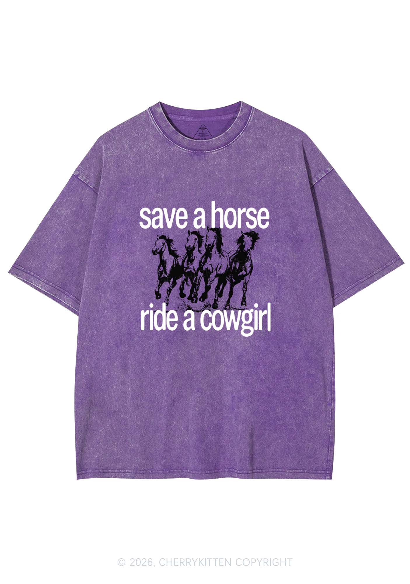 Four Horses Cowgirl Pride Y2K Shirts Washed Tee Cherrykitten